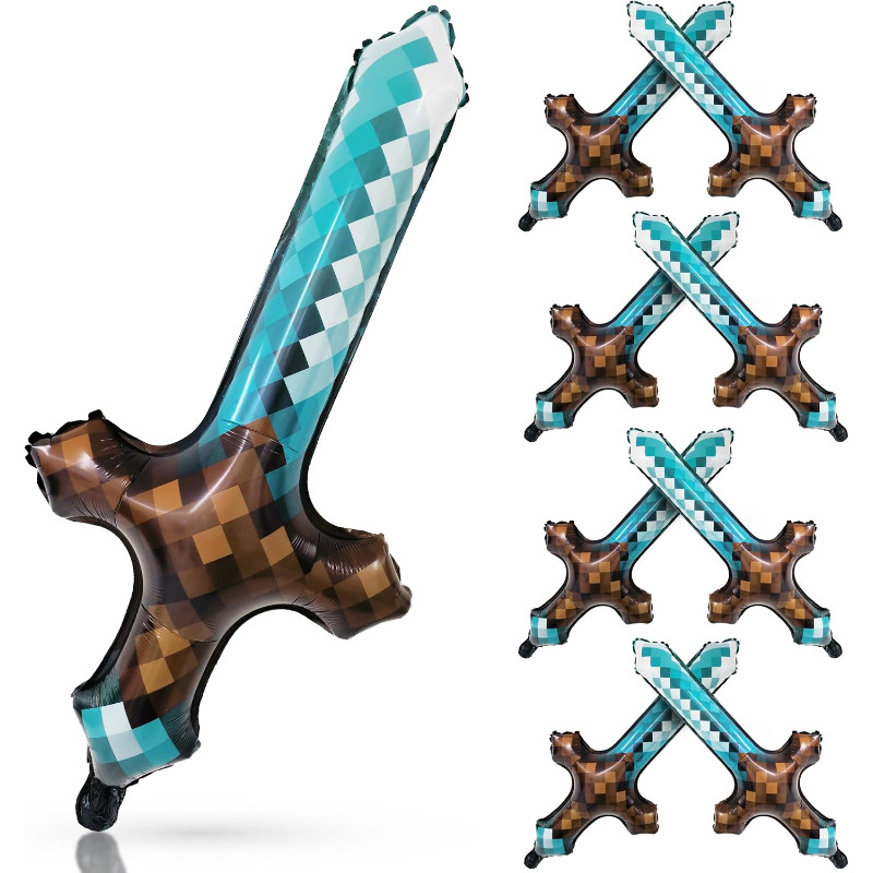 Retro Gaming Event - 8Pcs Pixel Inflatable Sword Mylar Foil